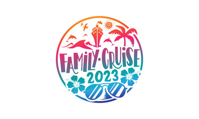Family cruise 2023 cruising boat trip family 2023 t-shirt - obrazy, fototapety, plakaty