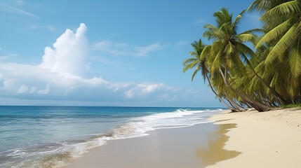 beach with palm trees.  Generative Ai