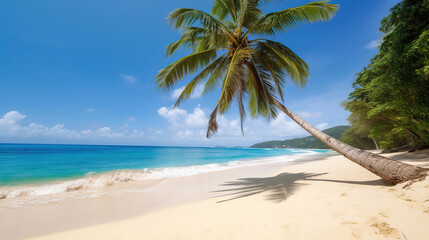 Naklejka premium beach with palm trees. Generative Ai