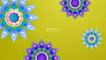 Happy Diwali. Light green background with diwali flower elements and mandala vectors