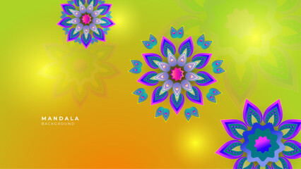 Fototapeta na wymiar Art and Illustration Happy Diwali. Beautiful background with diwali flower elements and mandala vectors