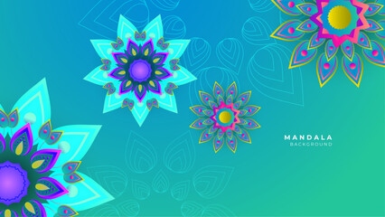 Abstract background with colorful flower mandala vintage decorative drops ornament vector illustration
