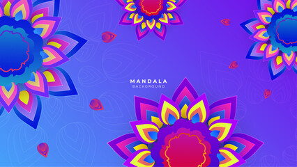 Abstract background with colorful flower mandala vintage decorative drops ornament vector illustration