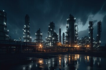 Obraz na płótnie Canvas Chemical production from petroleum. Generative AI