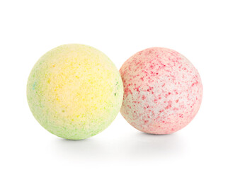 Bath bombs on white background
