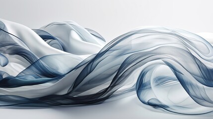 Dark blue and white abstract flowing background, AI generated