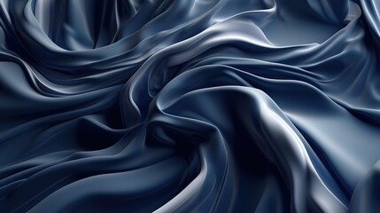 Obraz premium Dark blue silk fabric abstract background, AI generated