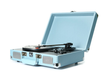 Record player with vinyl disk on white background © Pixel-Shot
