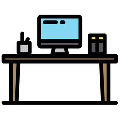 Desk filled outline icon