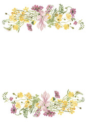 Frame of watercolor wild flowers