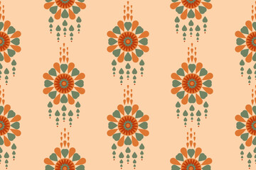 Ethnic abstract flower art. Seamless pattern in tribal, folk embroidery, and Mexican style. Aztec geometric art ornament print.Design for carpet, wallpaper, clothing, wrapping, fabric, cover, textile