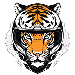 Tiger head  biker logo vector t-shirt design