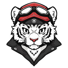 Tiger head  biker logo vector t-shirt design