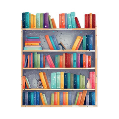 Library bookshelf, backdrop for learning