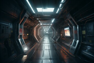 Sci-fi tunnel of the future. Generative AI