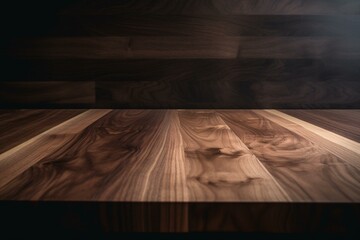 Premium butcher block wallpaper with natural walnut wood and copy-space. Texture Background. Generative AI