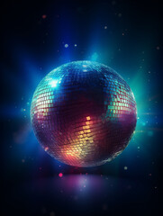 Fototapeta na wymiar Elegant cover design template background with Colorful disco ball spheres background for music event concert disco, club invitation, festival poster and flyer. with Generative AI