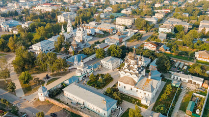 Fototapeta na wymiar Murom, Russia. Cathedral of the Annunciation of the Blessed Virgin in the Annunciation Monastery. Trinity Monastery, Aerial View