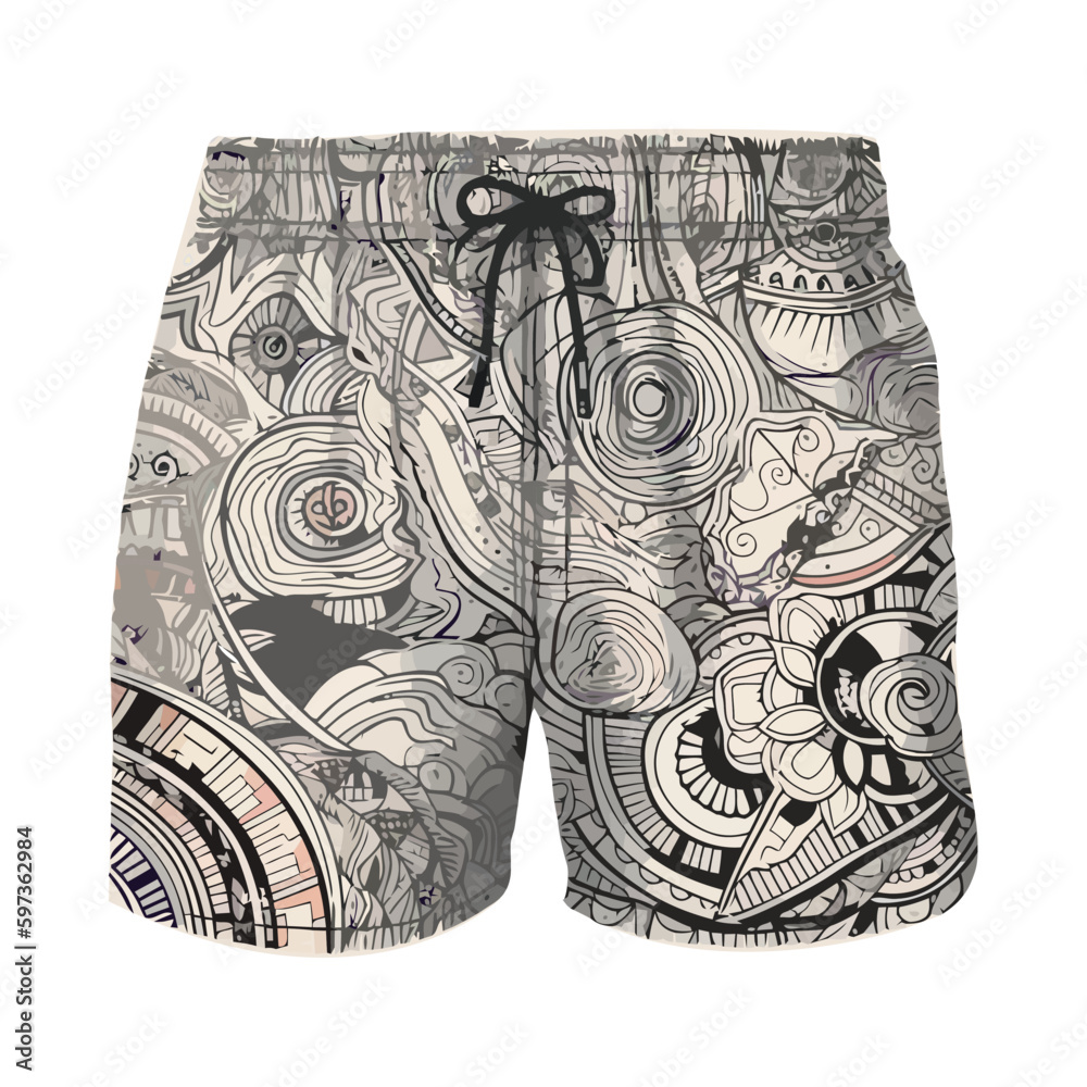 Poster Fashion illustration of modern shorts pant