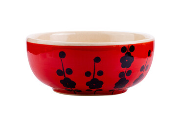 red ceramic bowl isolated on transparent png