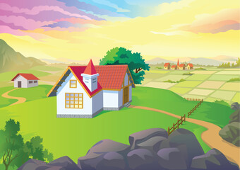 Obraz na płótnie Canvas landscape with house