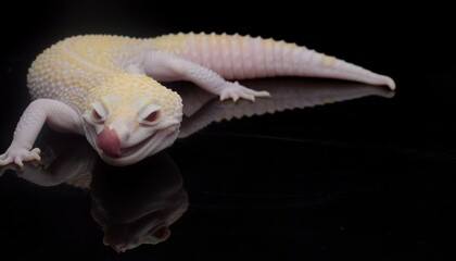 leopard gecko lizard,black background, eublepharis macularius