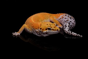 Fototapeta na wymiar leopard gecko lizard,black background, eublepharis macularius