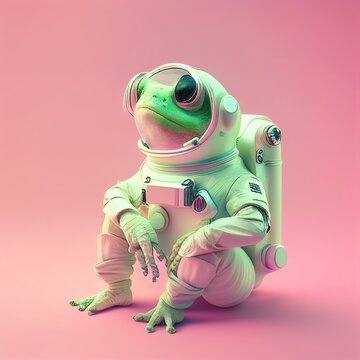 frog astronaut in a space suit, generative ai