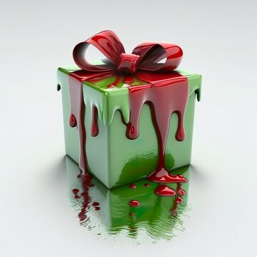 Gift box molten on white background, generative ai