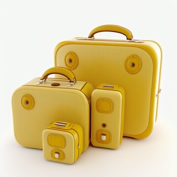Brown suitcase on white background, generative ai