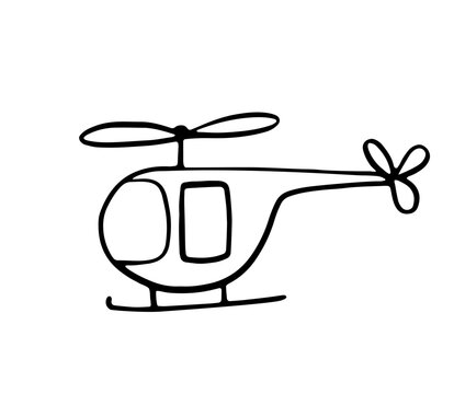 Helicopter doodle hand drawn vector illustration.