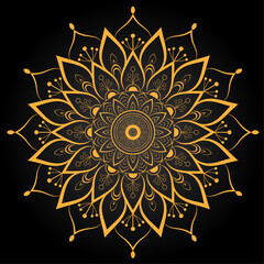 pattern ornament mandala on black background