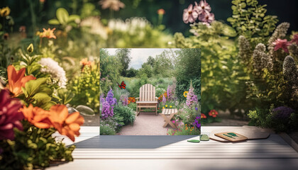 Fototapeta premium Floral greeting card for a special occasion. Summer garden concept