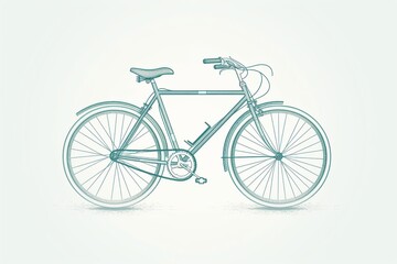 Fototapeta na wymiar minimalist illustration of a bike made of outlines in green; bike isolated retro drawing
