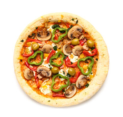 Vegetable pizza on white background