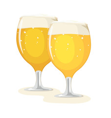 2つのエール型のグラスに入ったビール
