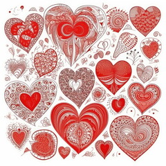 Obraz na płótnie Canvas doodle heart collection on white background
