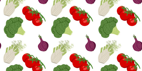 Seamless pattern with fresh vegetables