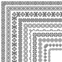 Set of vector corner brushes in vintage style. Brushes included in the file