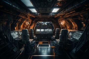 Interior of spacecraft. Generative AI