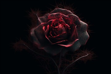 Dark Valentine's Day illustration of a red rose created through generative AI