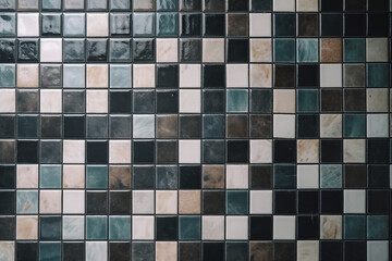 Mosaic Ceramic Tiles,  Background Square Beige, Brown, and Black Texture Generative AI