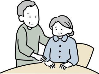 老々介護をイメージしたイラスト