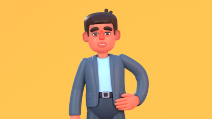 3d render of handsome man in suit posing