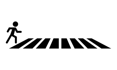 Crosswalk for safety people walking across the street road slow down pedestrian traffic on white background flat vector design.