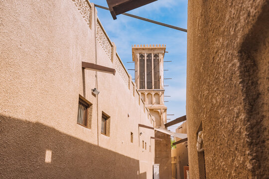Al Fahidi wind tower at historical district and neighbourhood in Dubai