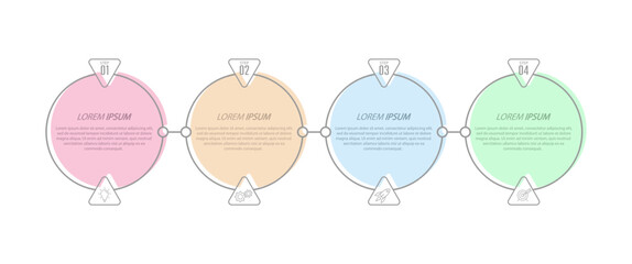 Infographics. 4 stages of development, marketing, workflow or plan. Business strategy with icons. Report and statistics diagram.