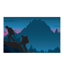 silhouette of a people in mountains