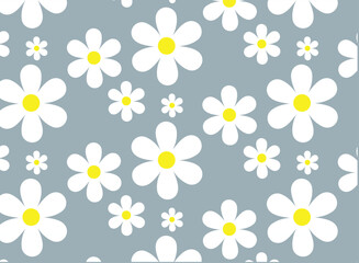 Obraz premium Seamless pattern with daisy flower and little hearts on pastel color background. and daisy icons 