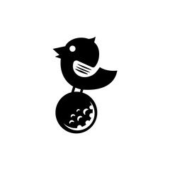cute bird with stick golf ball for sport company